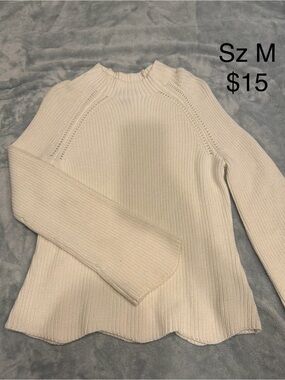 Vince Camuto Cream Ribbed Knit Pullover